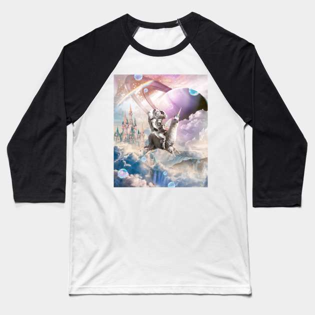 Galaxy Astronaut Sloth Riding Llama Unicorn Baseball T-Shirt by Random Galaxy